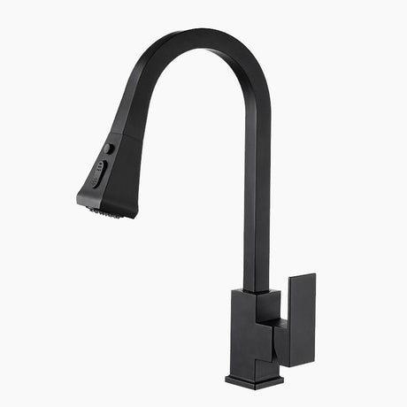 Modern Kitchen Faucet  Matte Black Pull-Down Sprayer - Product showcase