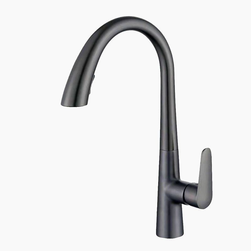 Modern Pull Down Kitchen Faucet  Matte Anthracite Gooseneck Design - Product showcase