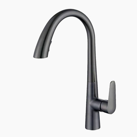 Modern Pull Down Kitchen Faucet  Matte Anthracite Gooseneck Design - Product showcase