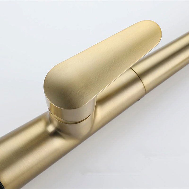 Modern Kitchen Faucet  Pull-Down Sprayer Brushed Gold Finish - Detailed view