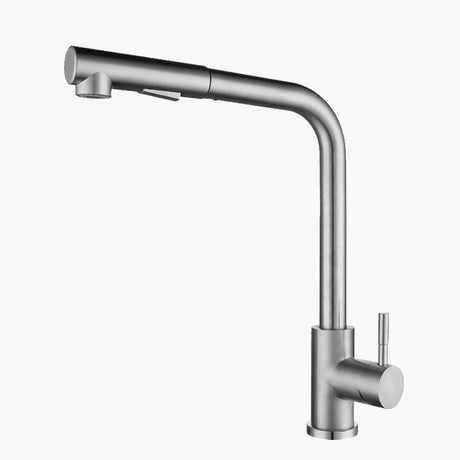 Modern Pull-Out Kitchen Faucet  Brushed Stainless Steel Design - Product showcase