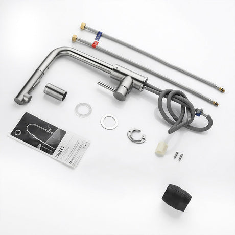 Modern Pull-Out Kitchen Faucet  Brushed Stainless Steel Design - Product detail 4