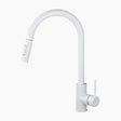 Modern Pull-Out Kitchen Faucet  White Gooseneck Design - Product showcase