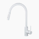 Modern Pull-Out Kitchen Faucet  White Gooseneck Design - Product showcase