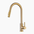 Pull-Down Kitchen Faucet  Brushed Gold Swan Neck Design - Product showcase