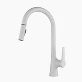 Modern Pull-Down Kitchen Faucet  Matte White Gooseneck Design - Product showcase