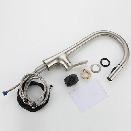 Pull-Down Kitchen Faucet  Brushed Nickel Gooseneck Design - Product detail 4
