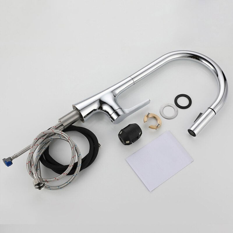Pull-Down Kitchen Faucet  Chrome Gooseneck Design With Spray Head - Product detail 4