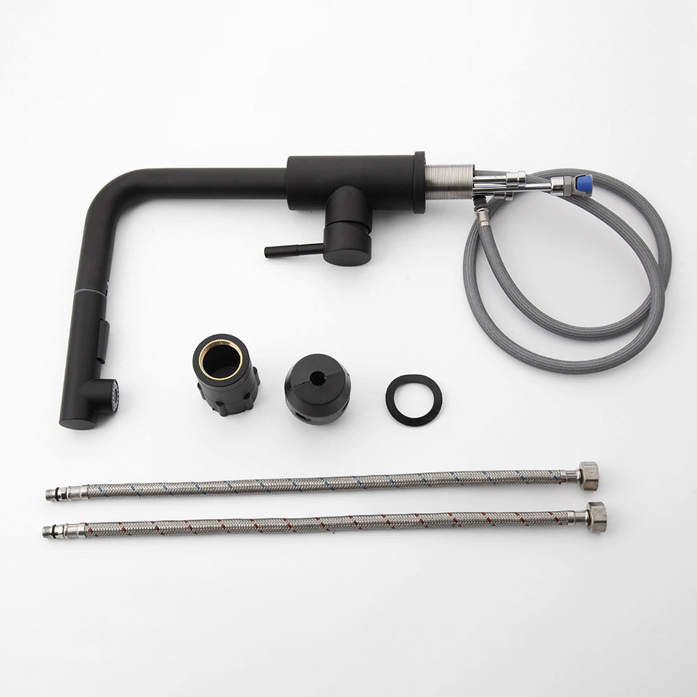 Modern Kitchen Faucet  Pull-Out Spray Head Matte Black - Product example