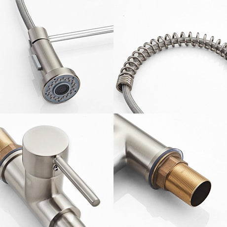 Professional Kitchen Faucet  Pull-Down Spray Head With Brushed Steel Finish - Product detail 4