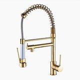 Professional Kitchen Faucet  Gold Finish With Pull-Down Sprayer - Product showcase