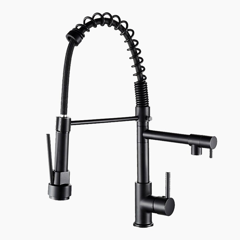 Modern Kitchen Faucet  Matte Black Pull-Down Sprayer - Product showcase