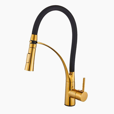 Modern Kitchen Faucet  Gold Pull-Down Spray Head - Product showcase