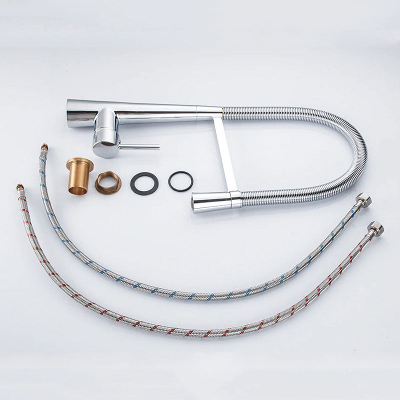 Professional Kitchen Faucet  Flexible Spring Neck Chrome Finish - Product detail 5