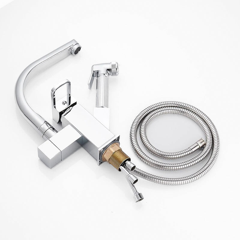 Modern Kitchen Faucet  Pull-Out Sprayer Square Design - Detailed view