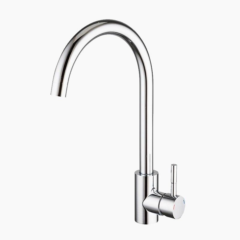 Modern Kitchen Faucet  Gooseneck Spout Chrome Finish - Product showcase