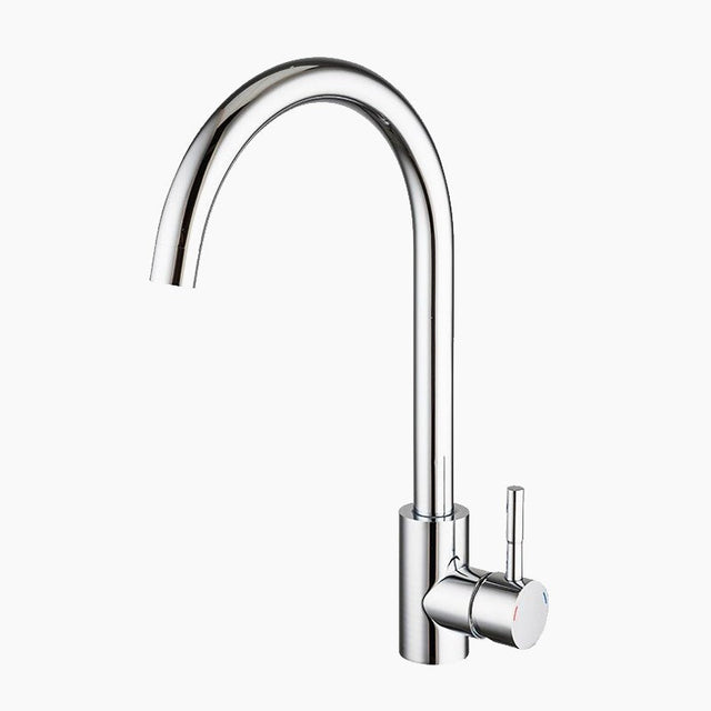 Modern Kitchen Faucet  Gooseneck Spout Chrome Finish - Product showcase