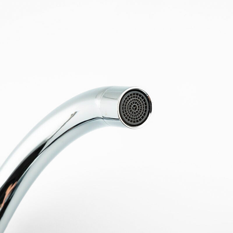 Modern Kitchen Faucet  Gooseneck Spout Chrome Finish - Detailed view