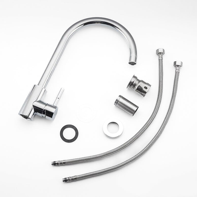 Modern Kitchen Faucet  Gooseneck Spout Chrome Finish - Product example