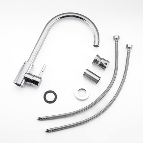 Modern Kitchen Faucet  Gooseneck Spout Chrome Finish - Product example