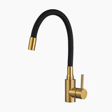 Modern Kitchen Faucet  Black Flexible Neck Gold Finish - Product showcase