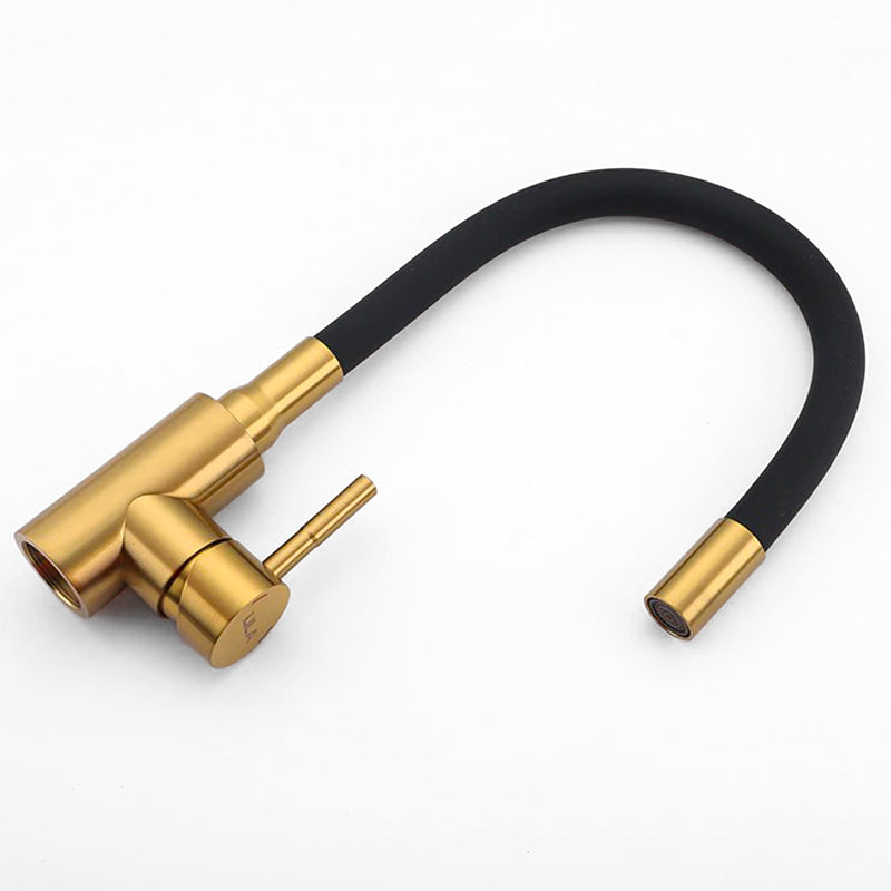 Modern Kitchen Faucet  Black Flexible Neck Gold Finish - Product detail 4