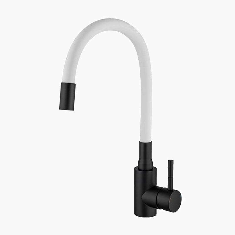 Modern Kitchen Faucet  Flexible Gooseneck Matte Black - Detailed view