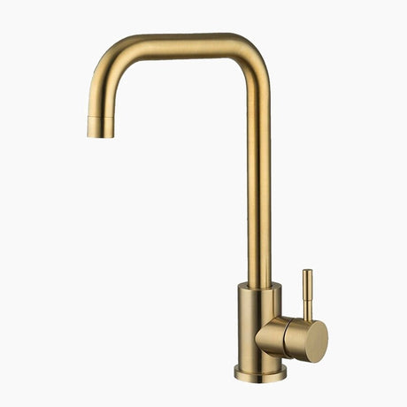 Modern Gold Kitchen Faucet  Rectangular Gooseneck Design - Product showcase