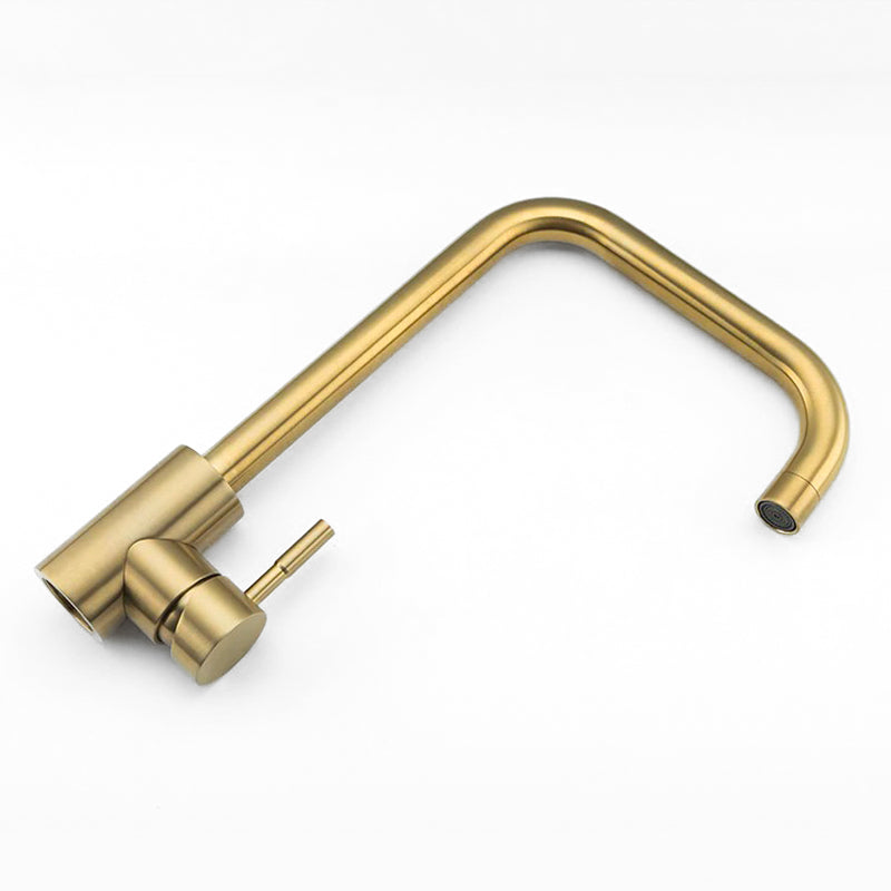 Modern Gold Kitchen Faucet  Rectangular Gooseneck Design - Detailed view