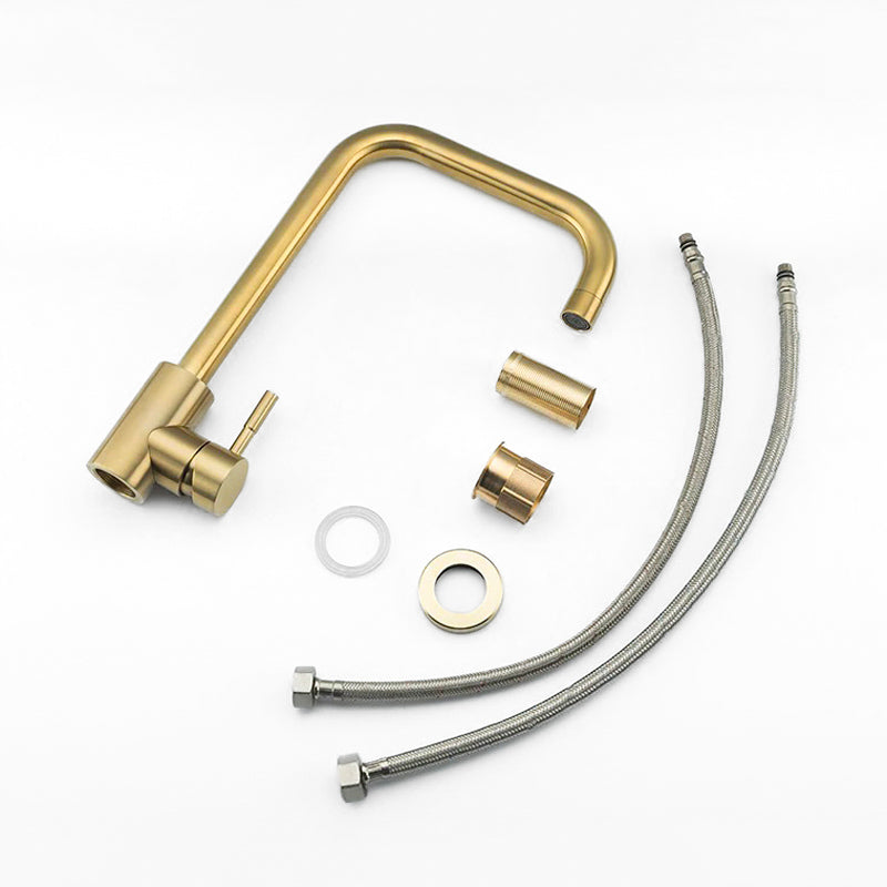 Modern Gold Kitchen Faucet  Rectangular Gooseneck Design - Product detail 4
