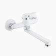 Modern Wall Mount Kitchen Faucet  White Extended Swivel Spout - Product showcase