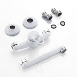 Modern Wall Mount Kitchen Faucet  White Extended Swivel Spout - Detailed view
