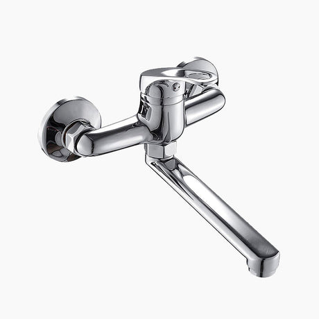 Wall Mounted Kitchen Faucet  Chrome Swivel Spout Design - Product showcase