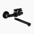 Wall Mounted Kitchen Faucet  Matte Black Swivel Spout - Product showcase