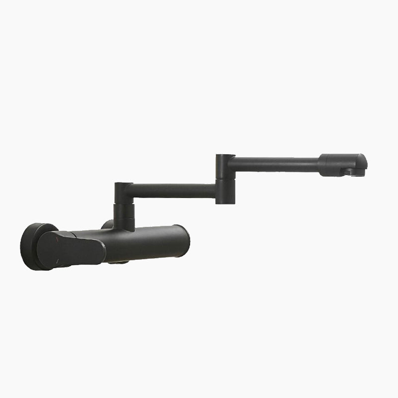 Modern Wall Mount Kitchen Faucet  Matte Black Extendable Design - Product showcase