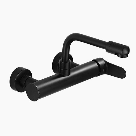 Modern Wall Mount Kitchen Faucet  Matte Black Swivel Design - Product showcase