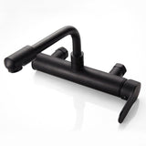 Modern Wall Mount Kitchen Faucet  Matte Black Swivel Design - Detailed view