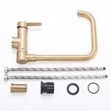 Modern Kitchen Faucet  Brushed Gold Swan Neck Design - Detailed view