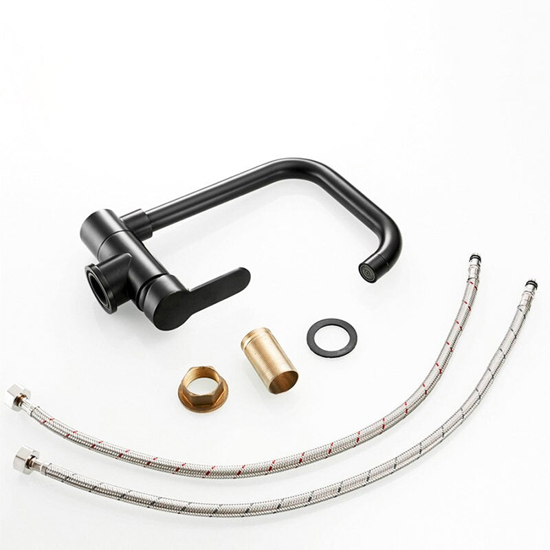 Modern Kitchen Faucet  Folding Gooseneck Design Black Finish - Detailed view