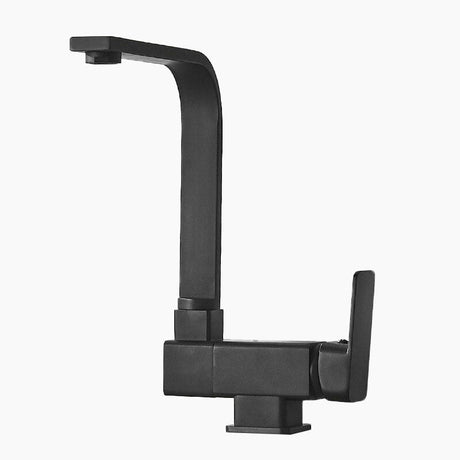 Modern Kitchen Faucet  Flat Neck Matte Black Folding Design - Product showcase