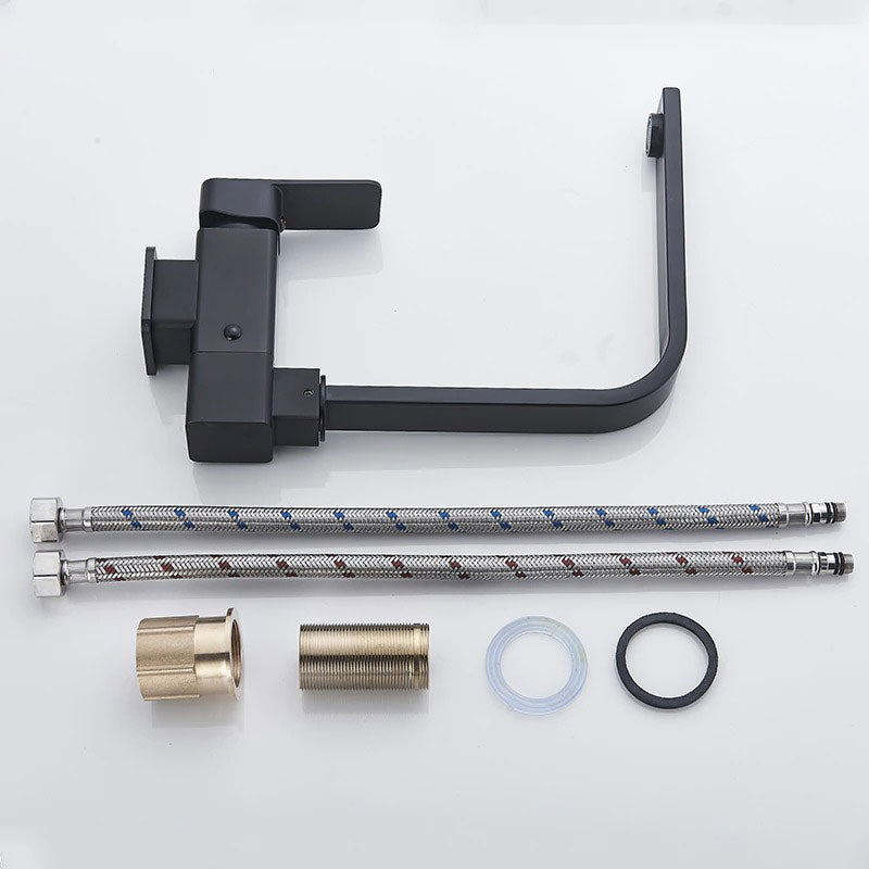 Modern Kitchen Faucet  Flat Neck Matte Black Folding Design - Product detail 4