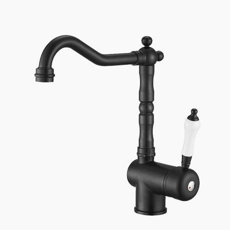Vintage Kitchen Faucet  Matte Black Retro Design - Product showcase