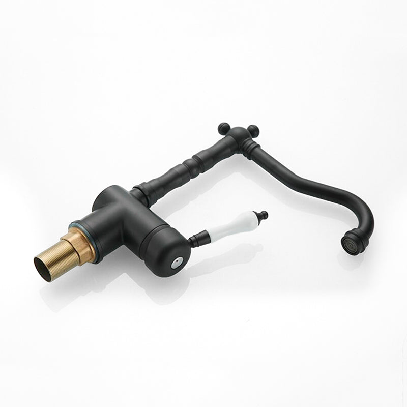 Vintage Kitchen Faucet  Matte Black Retro Design - Detailed view
