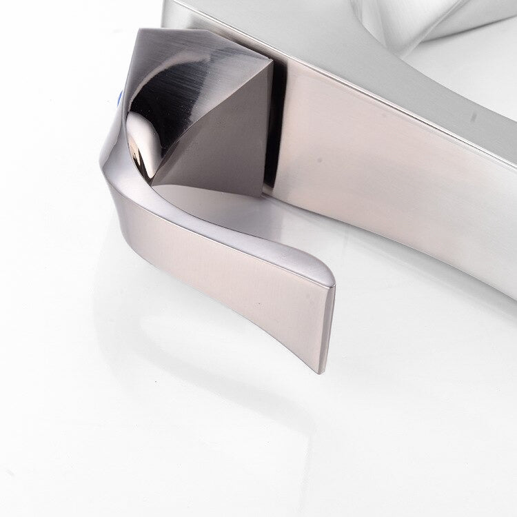 Modern Bathroom Faucet  Sculptural Brushed Steel Design - Product example