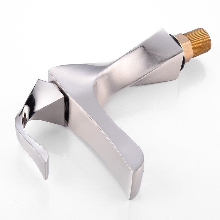 Modern Bathroom Faucet  Sculptural Brushed Steel Design - Product detail 4