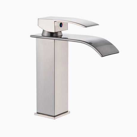 Modern Waterfall Basin Tap  Brushed Steel Single Handle - Product showcase