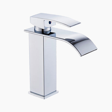 Waterfall Basin Faucet  Modern Chrome Single Handle Design - Product showcase
