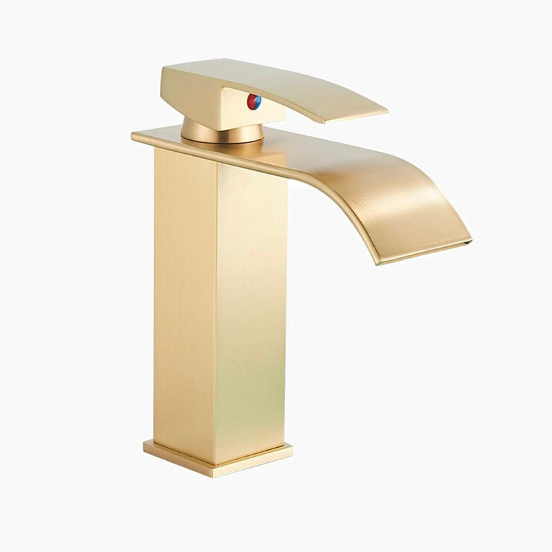 Modern Waterfall Basin Faucet  Brushed Gold Finish - Product showcase