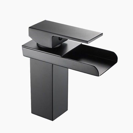 Modern Waterfall Basin Tap  Matte Black Single Handle Design - Product showcase