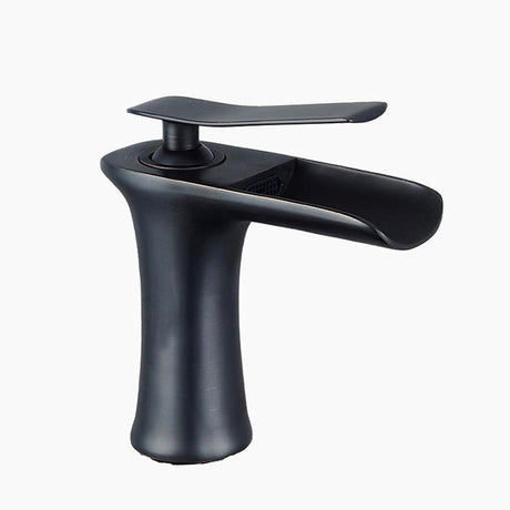 Modern Waterfall Basin Faucet  Matte Black Single Handle Design - Product showcase